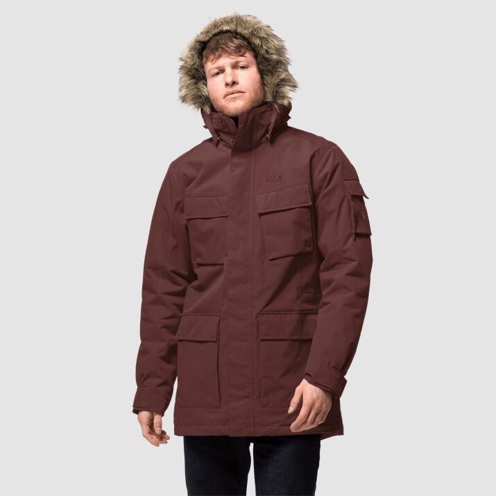 Jack Wolfskin Mens Glacier Canyon Winter Parka Dark Brown Red 917405EPB